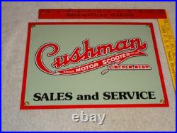 Vintage Cushman Motor Scooter Sales Service 1' Porcelain Metal Gasoline Oil Sign