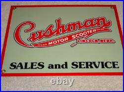 Vintage Cushman Motor Scooter Sales Service 1' Porcelain Metal Gasoline Oil Sign