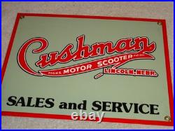 Vintage Cushman Motor Scooter Sales Service 1' Porcelain Metal Gasoline Oil Sign