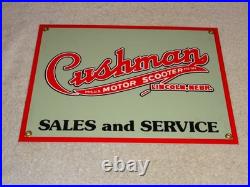 Vintage Cushman Motor Scooter Sales Service 1' Porcelain Metal Gasoline Oil Sign