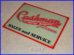Vintage Cushman Motor Scooter Sales Service 1' Porcelain Metal Gasoline Oil Sign