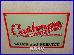 Vintage Cushman Motor Scooter Sales Service 1' Porcelain Metal Gasoline Oil Sign