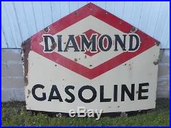 Vintage DIAMOND DX Gasoline Motor Oil PORCELAIN Gas DIE CUT Advertising SIGN