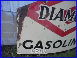 Vintage DIAMOND DX Gasoline Motor Oil PORCELAIN Gas DIE CUT Advertising SIGN