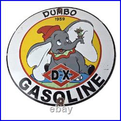 Vintage DX Diamond Motor Oil Sign Dumbo Gasoline Outboard Pump Porcelain Sign