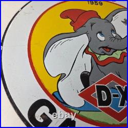 Vintage DX Diamond Motor Oil Sign Dumbo Gasoline Outboard Pump Porcelain Sign