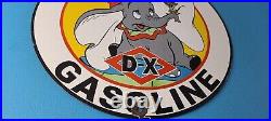 Vintage DX Diamond Motor Oil Sign Dumbo Gasoline Outboard Pump Porcelain Sign