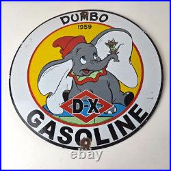 Vintage DX Diamond Motor Oil Sign Dumbo Gasoline Outboard Pump Porcelain Sign