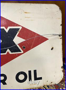 Vintage DX Motor Oil Sign Gasoline D-x Oil Porcelain Double Sided 40 X 24
