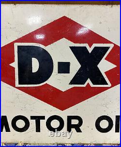 Vintage DX Motor Oil Sign Gasoline D-x Oil Porcelain Double Sided 40 X 24