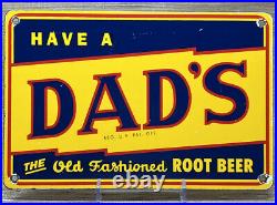 Vintage Dad's Root Beer Porcelain Sign Gas Station Motor Oil Coca Cola Dew A & W