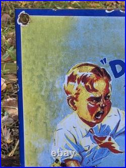 Vintage Dated 1946 Gilmore Gasoline Motor Oil Porcelain Enamel Gas Sign 12 X 8