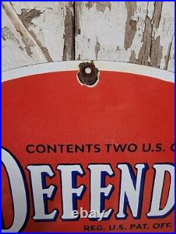 Vintage Defender Motor Oil Porcelain Sign 30 Big Pennsylvania Petroleum Company