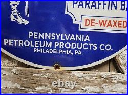 Vintage Defender Motor Oil Porcelain Sign 30 Big Pennsylvania Petroleum Company