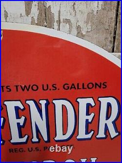 Vintage Defender Motor Oil Porcelain Sign 30 Big Pennsylvania Petroleum Company