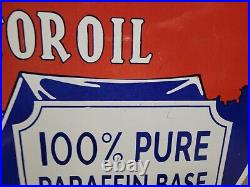 Vintage Defender Motor Oil Porcelain Sign 30 Big Pennsylvania Petroleum Company