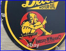 Vintage Delco Motor Oil Porcelain Sign Gas Station Service Station Lubester Pump