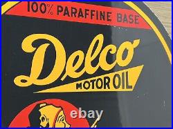 Vintage Delco Motor Oil Porcelain Sign General Motors Independent Gas Station