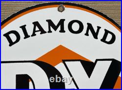 Vintage Diamond D-x Gasoline Porcelain Sign Motor Oil Gas Station Service