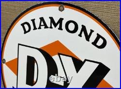 Vintage Diamond D-x Gasoline Porcelain Sign Motor Oil Gas Station Service