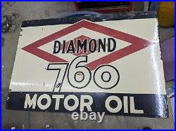 Vintage Diamond DX Motor Oil Double Sided Porcelain Sign Rare
