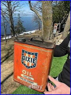 Vintage Dixie Motor Oil Lube 2 gal Can With Dixie Oil Co Tifton GA