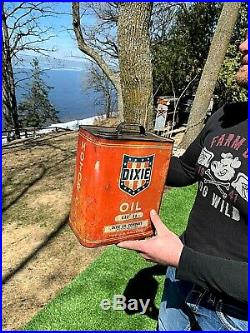 Vintage Dixie Motor Oil Lube 2 gal Can With Dixie Oil Co Tifton GA