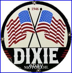 Vintage Dixie Motor Oil Porcelain Sign Gasoline Gas Station Pump Plate USA