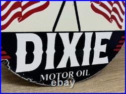 Vintage Dixie Motor Oil Porcelain Sign Gasoline Gas Station Pump Plate USA