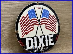 Vintage Dixie Motor Oil Porcelain Sign Gasoline Gas Station Pump Plate USA