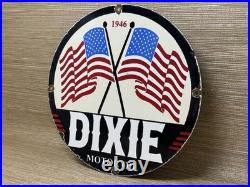 Vintage Dixie Motor Oil Porcelain Sign Gasoline Gas Station Pump Plate USA