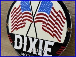 Vintage Dixie Motor Oil Porcelain Sign Gasoline Gas Station Pump Plate USA