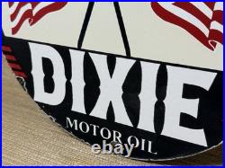 Vintage Dixie Motor Oil Porcelain Sign Gasoline Gas Station Pump Plate USA