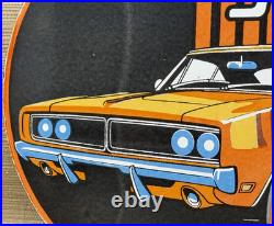 Vintage Dodge Charger Porcelain Sign Dealership Pump Plate Motor Oil Gasoline Vintage Dodge Charger Porcelain Sign Dealership Pump Plate Motor Oil Gasoline