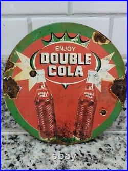 Vintage Double Cola Porcelain Sign Soda Pop Beverage Advertising Gas Motor Oil