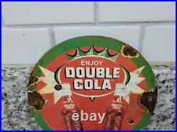 Vintage Double Cola Porcelain Sign Soda Pop Beverage Advertising Gas Motor Oil