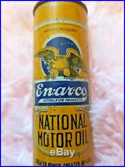 Vintage ENARCO EN-AR-CO National Motor Oil White Rose Oiler Oil Can Cleveland OH