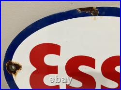 Vintage ESSO Gasoline Metal Sign Porcelain Gas Service Station Pump Motor Oil
