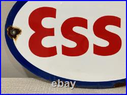 Vintage ESSO Gasoline Metal Sign Porcelain Gas Service Station Pump Motor Oil
