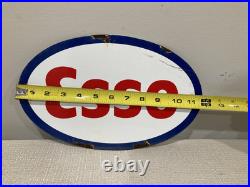 Vintage ESSO Gasoline Metal Sign Porcelain Gas Service Station Pump Motor Oil