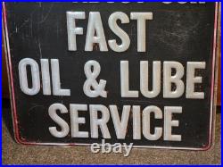 Vintage Embossed Kendall Motor Oil Sign Ask About Our Fast Oil & Lube Service