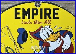 Vintage Empire Marine Motor Oil Porcelain Sign Gas Station Disney Donald Duck