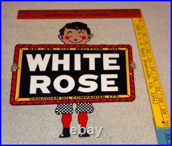 Vintage En-ar-co White Rose Motor Oil Canada Enarco Boy? Metal Gasoline Sign