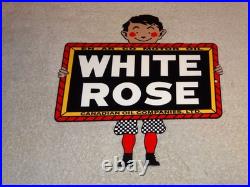 Vintage En-ar-co White Rose Motor Oil Canada Enarco Boy? Metal Gasoline Sign