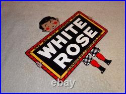 Vintage En-ar-co White Rose Motor Oil Canada Enarco Boy? Metal Gasoline Sign