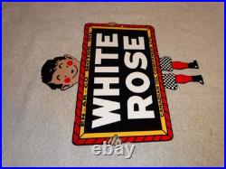Vintage En-ar-co White Rose Motor Oil Canada Enarco Boy? Metal Gasoline Sign