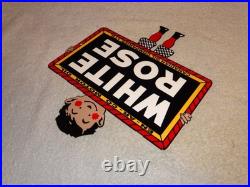 Vintage En-ar-co White Rose Motor Oil Canada Enarco Boy? Metal Gasoline Sign