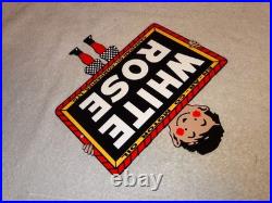 Vintage En-ar-co White Rose Motor Oil Canada Enarco Boy? Metal Gasoline Sign