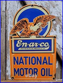 Vintage Enarco Porcelain Sign National Motor Oil Service Eagle Automotive Lube