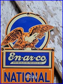 Vintage Enarco Porcelain Sign National Motor Oil Service Eagle Automotive Lube